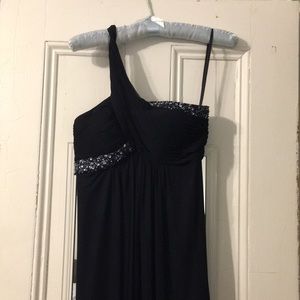 Navy blue Cache sequin one shoulder dress